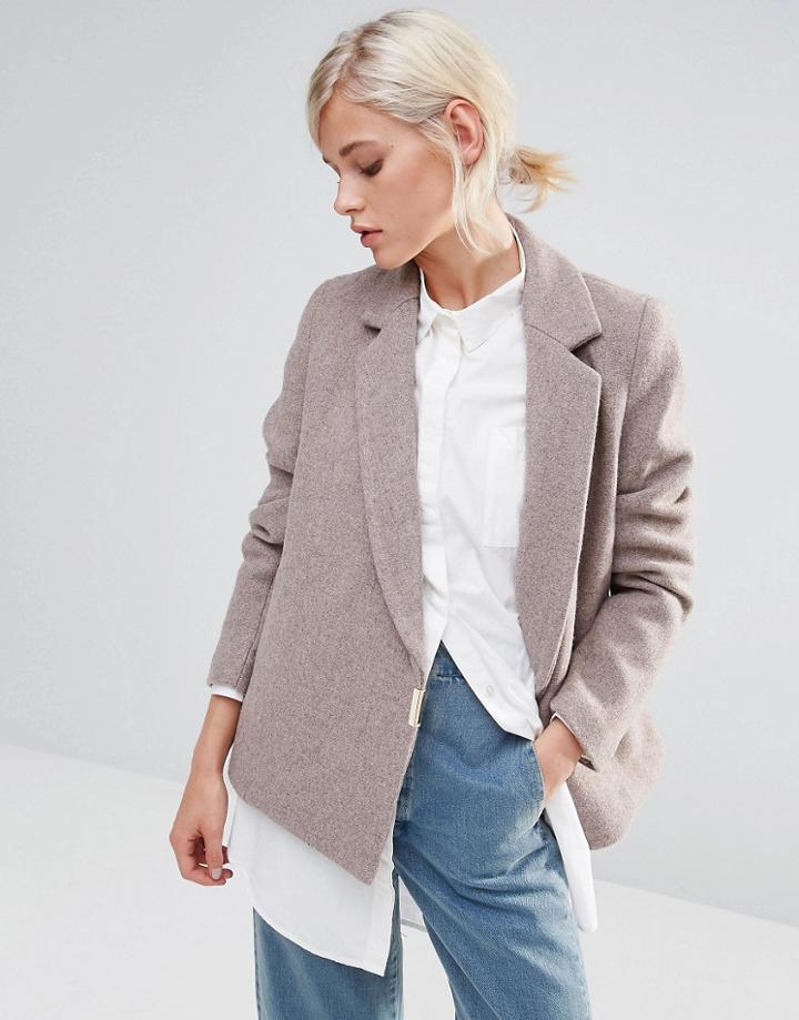 See U Soon Short Jacket With Clasp Detail - Beige