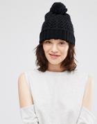 Johnstons Chunky Crochet Hat With Pom Pom - Black