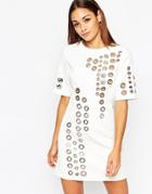 Asos Eyelet Mini Dress - White
