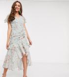 Ever New Petite Ruched Midi Dress In Soft Mint Floral-pink