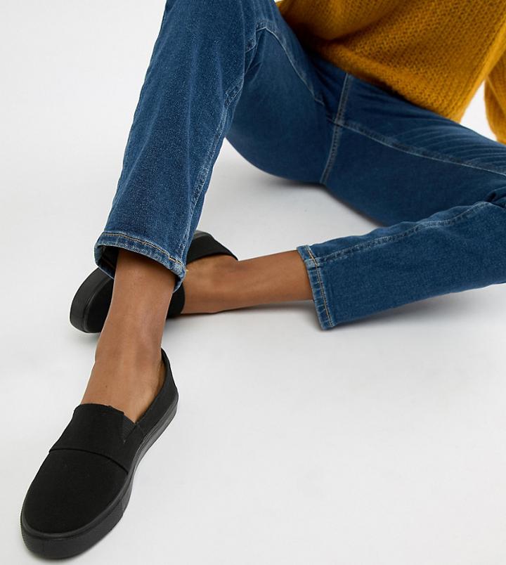 Asos Design Wide Fit Dodger Plimsolls-black