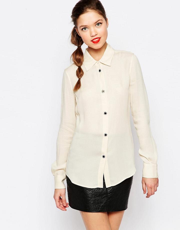Love Moschino Starburst Button Blouse - Cream