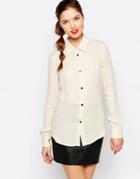 Love Moschino Starburst Button Blouse - Cream