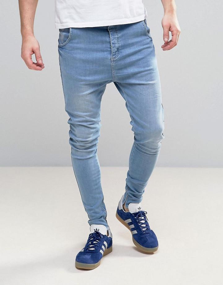 Siksilk Drop Crotch Skinny Jeans - Blue