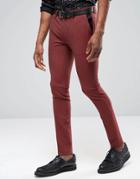 Asos Super Skinny Tuxedo Suit Pants In Dark Red - Mixed Red