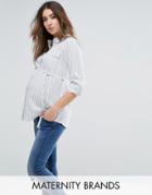 Mamalicous Long Sleeve Striped Woven Shirt - Multi