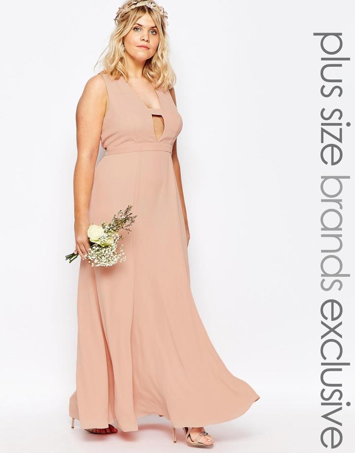 Fame And Partners Plus Maxi Dress With Fishtail - Lotus