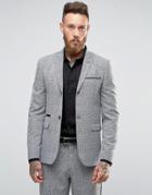 Asos Skinny Suit Jacket In Prince Of Wales Check - Gray