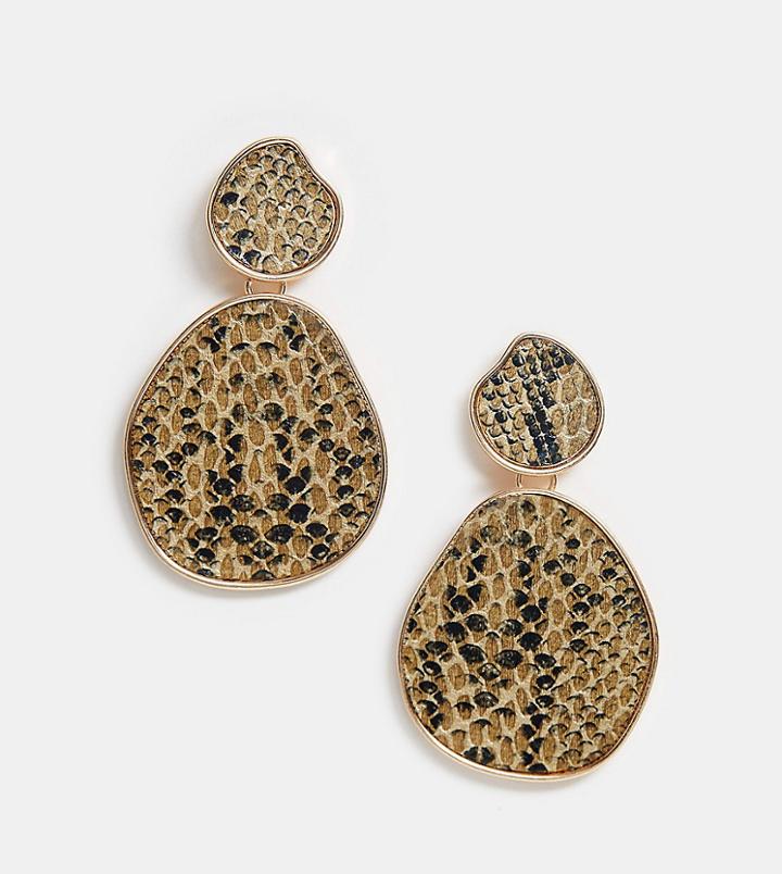 New Look Double Snake Drop Earrings In Brown - Brown