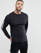 Boohooman Long Sleeve Checked T-shirt In Black - Black