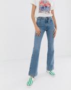 Wrangler High Rise Flare Jean In Authentic Wash-blue
