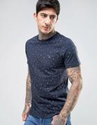 Farah Bradshaw T-shirt Allover Print Slim Fit In Navy - Navy