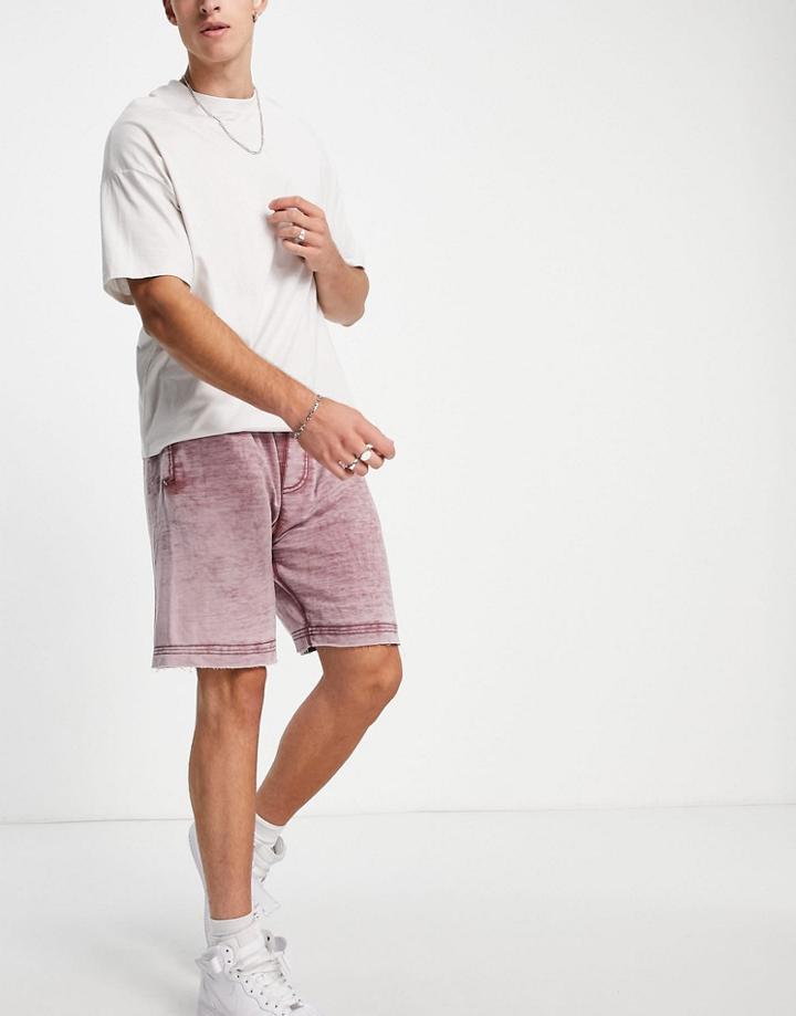 Another Influence Acid Wash Shorts-red
