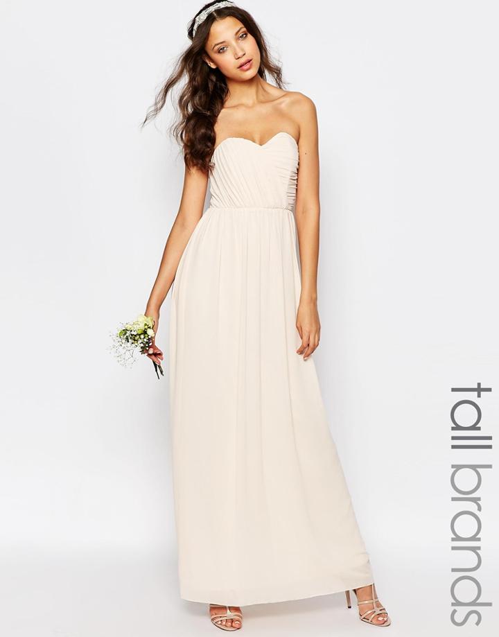 Tfnc Tall Wedding Bandeau Chiffon Maxi Dress - Nude