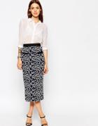 Asos Column Pencil Skirt In Textured Jacquard
