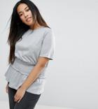 Asos Curve T-shirt With Shirred Detail - Gray