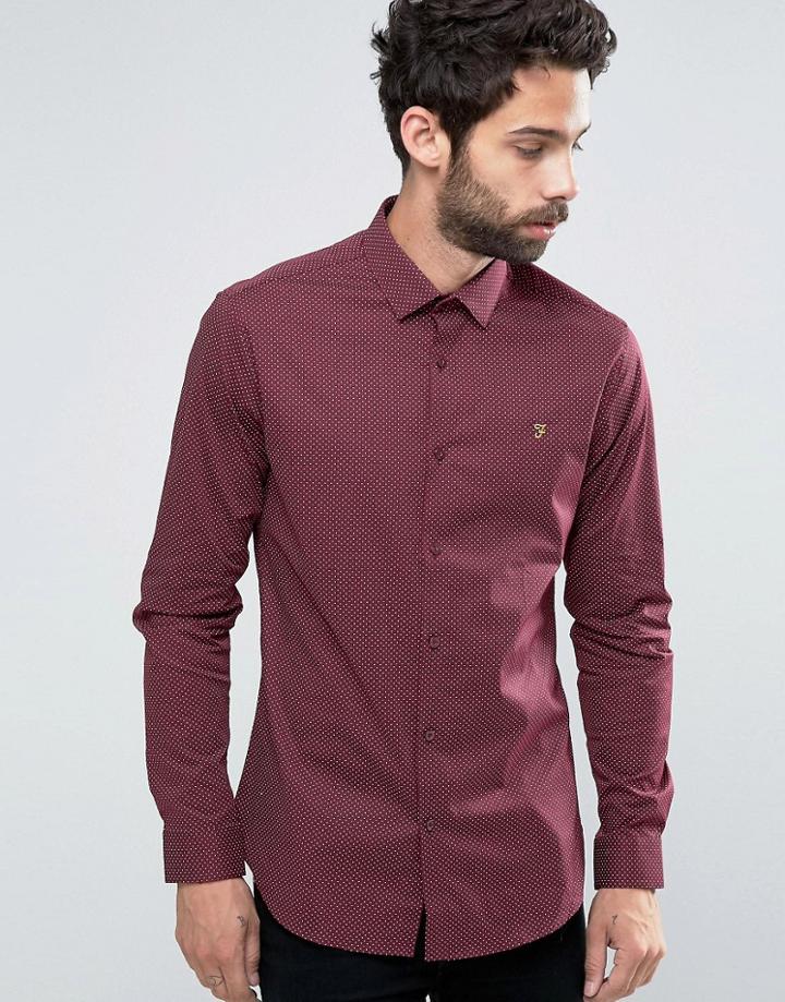 Farah Manderson Slim Fit Formal Shirt - Red