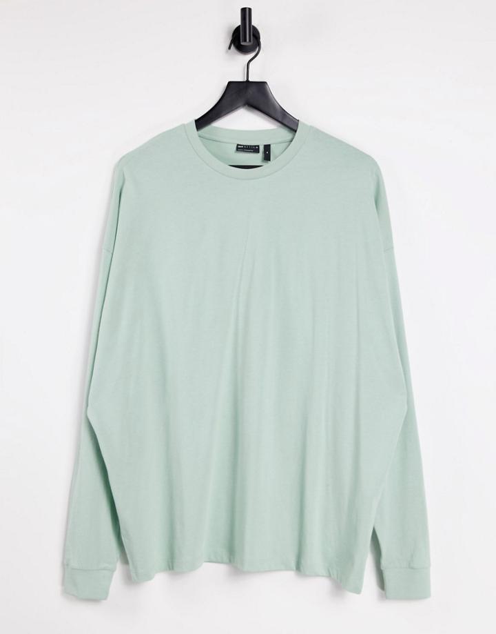 Asos Design Organic Long Sleeve Oversized T-shirt In Pastel Green
