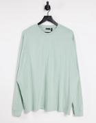 Asos Design Organic Long Sleeve Oversized T-shirt In Pastel Green