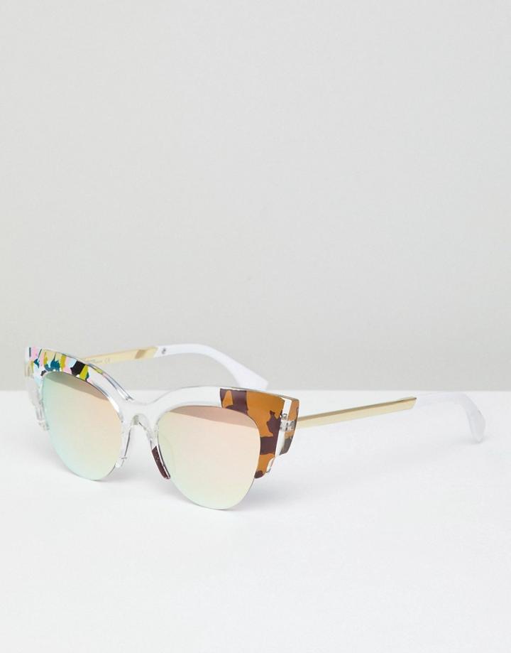 Jeepers Peepers Novelty Embellished Cat Eye Sunglasses - Multi