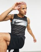 Nike Training Camo Panel Tank In Black