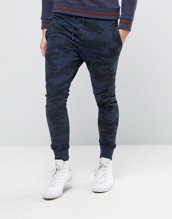 Brave Soul Camo Joggers - Navy