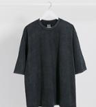 Reclaimed Vintage Inspired Boxy T-shirt With High Neck In Charcoal-grey
