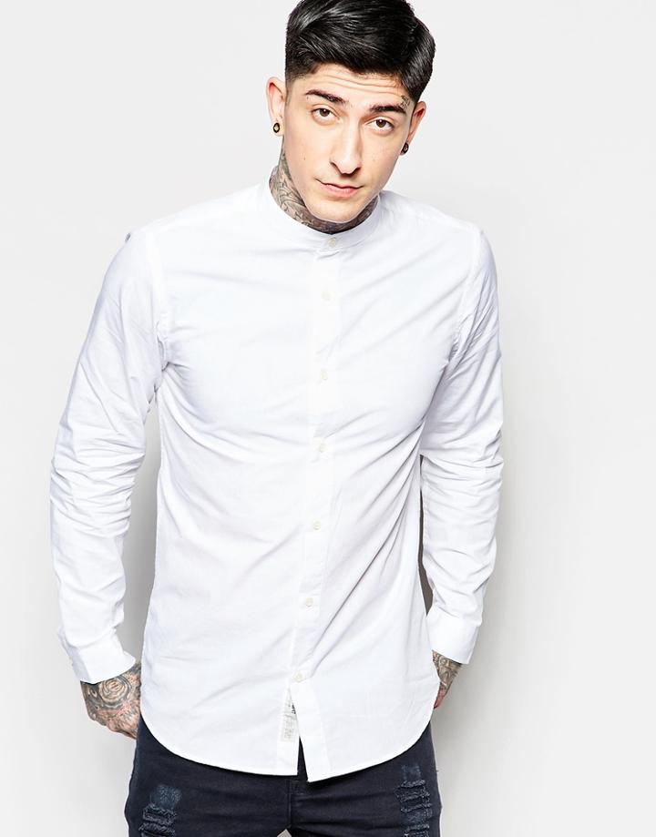 Produkt Grandad Shirt In Slim Fit - White