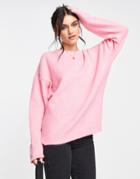 Asos Design Oversized Sweater With Volume Sleeves In Pink