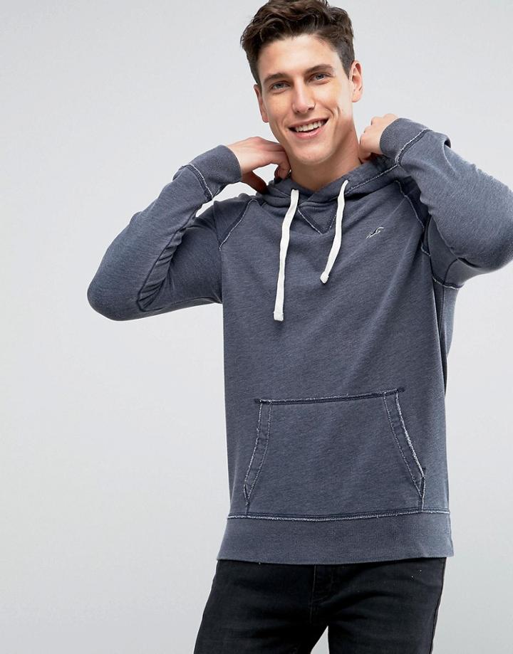 Hollister Icon Logo Overhead Hoodie Regular Fit In Navy - Navy