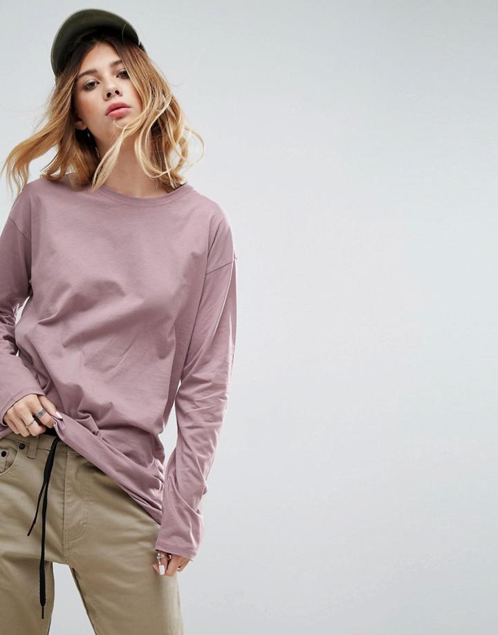 Asos Oversized Longline T-shirt - Purple