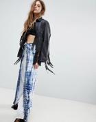 En Creme Wrap Front Pants In Tie Dye - Blue