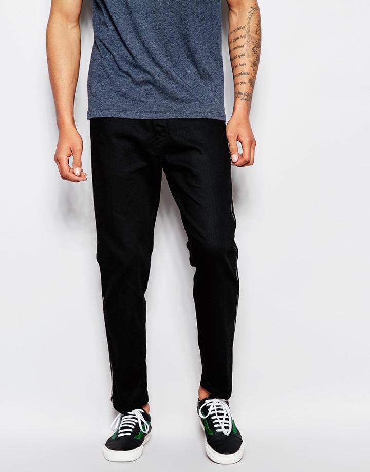 Diesel Jeans Tailor 846w Slim Tapered Fit Taped Tux Seam - Black