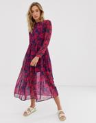 Na-kd Floral Print Midi Dress In Pink