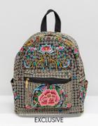 Reclaimed Vintage Ornate Embroidered Backpack - Black