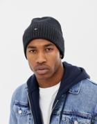 Tommy Hilfiger Pima Cotton Cashmere Beanie In Black - Black