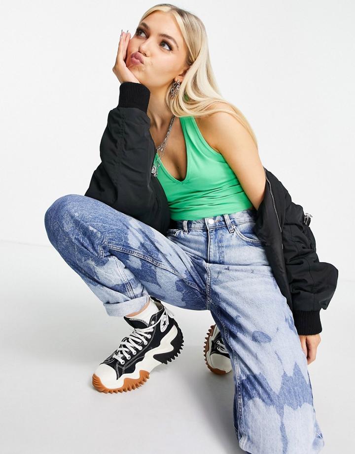 Asos Design Halter Neck Crop Top In Green