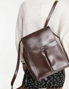 Claudia Canova Two Pocket Backpack In Chocolate-brown