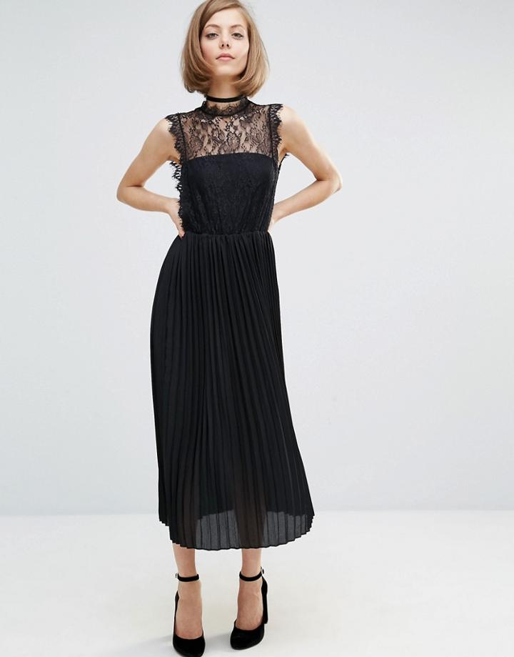 Lost Ink Lace Layer Dress - Black