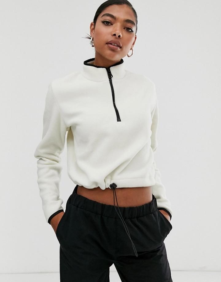 Asos Design Fleece With Zip-cream