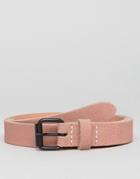 Asos Leather Super Skinny Belt In Pink Suede - Pink