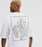 Asos Design Tall Oversized T-shirt In Heavyweight Jersey With Large Back Palm Embroidery-white
