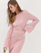 Asos Design Two-piece Flare Sleeve Crop Sweater-pink