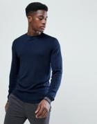 Selected Homme Knitted Sweater With Cuff Stripe - Black