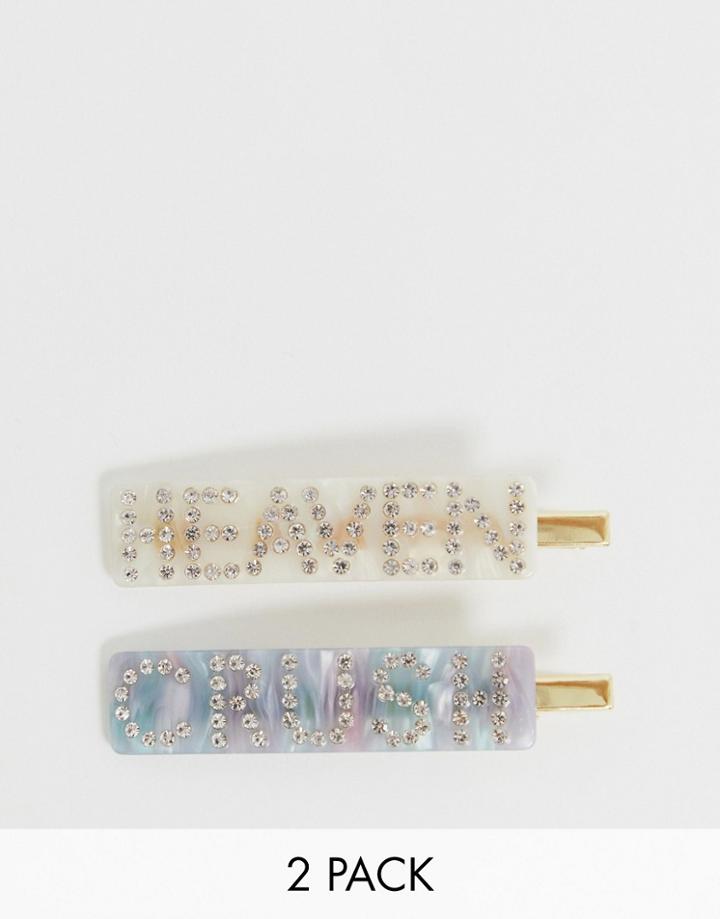 Glamorous Resin Heaven & Crush Rhinestone Embellished Hair Clips-multi