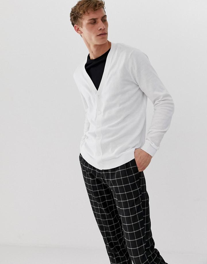 Asos Design Cotton Cardigan White - White