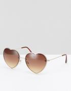 Prettylittlething Heart Shaped Sunglasses - Gold