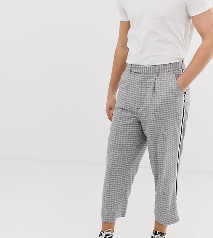 Noak Wide Fit Tapered Pants With Pleats And Side Tape Detail - Gray