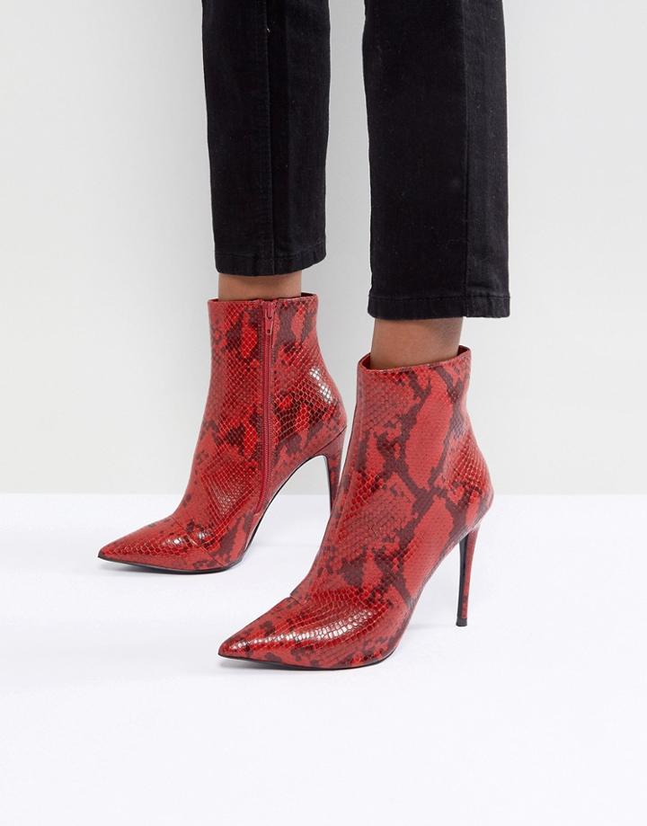 Kg By Kurt Geiger Ride Snake Print Ankle Boots - Red