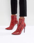 Kg By Kurt Geiger Ride Snake Print Ankle Boots - Red
